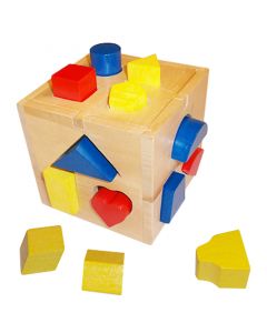 playwood houten blokkenstoof met gekleurde blokjes